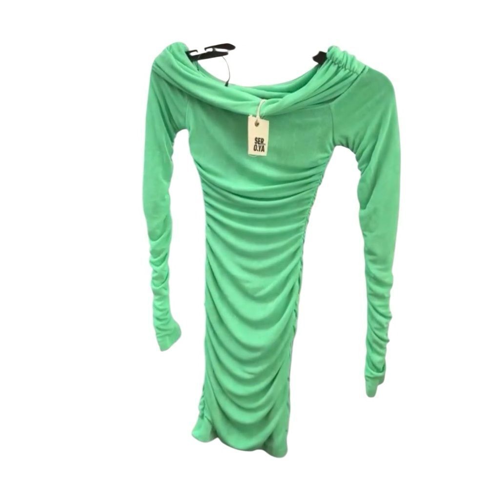 NWT SER.O.Ya Women's Windsor Mini Off The Shoulder Dress in Pistachio Size XS - Picture 7 of 7